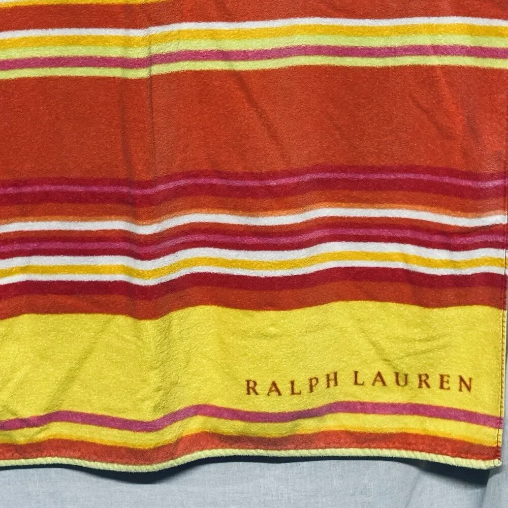 Ralph Lauren Multicolor Striped Beach Towel Spell Out Ralph Lauren Pink Wht Ylw